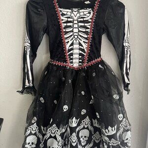 Day of the Dead Girls skeleton costume play skull size 4-6